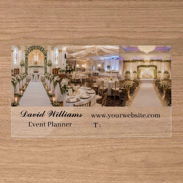 Event Planner Custom  Clear Business Cards (Front (Wood))