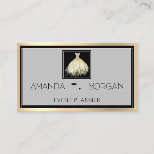 Event Planner Dance Wedding Blogger Dress Gold Business Card