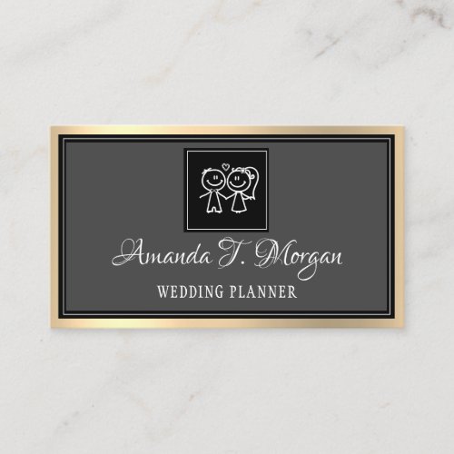 Event Planner Dance Wedding Blogger Gray Gold Business Card