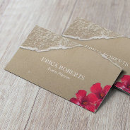Event Planner Elegant Beach Hibiscus Red Floral Business Card at Zazzle