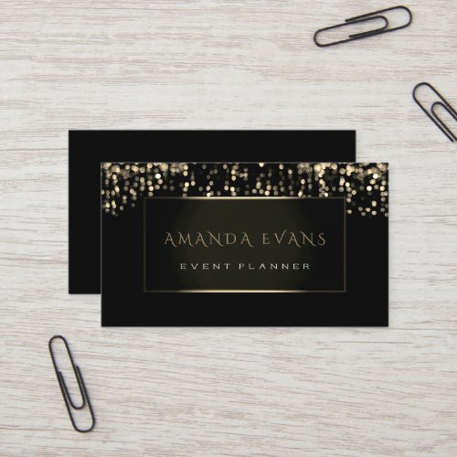 Event Planner Fashion Blog Black White Frame Gold Business Card
