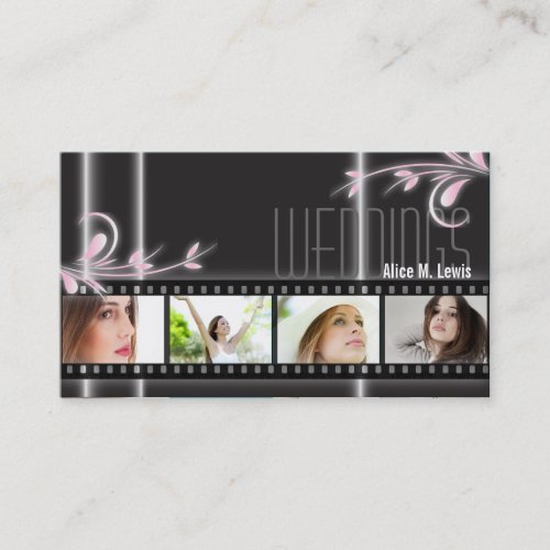 Event Planner Film Photo Business Card Black Flora