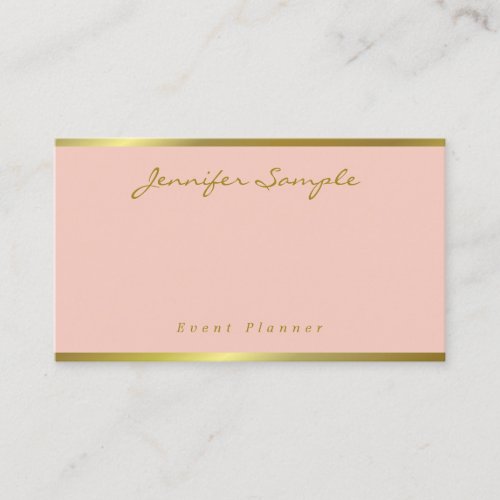 Event Planner Hand Script Pink Gold Modern Elegant Business Card
