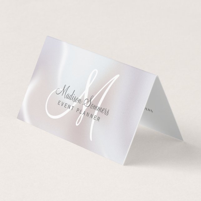 Event Planner Iridescent Pearl Shimmer  Business Card (Front)