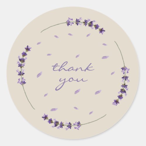 Event Planner Lavender Flower thank you Classic Round Sticker