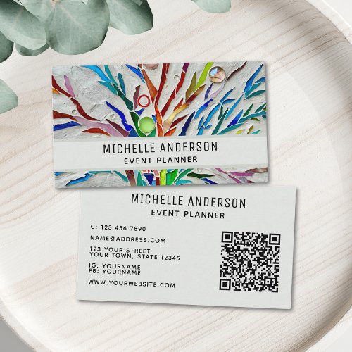 Event Planner Modern Colorful QR Code Business Card
