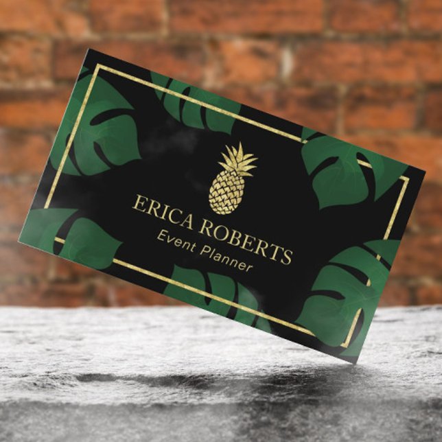 Event Planner Modern Gold Pineapple Business Card (Creator Uploaded)