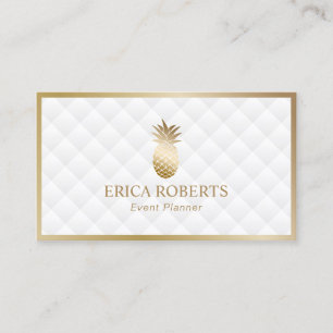 Event Planner Modern Gold Pineapple Luxury White Business Card