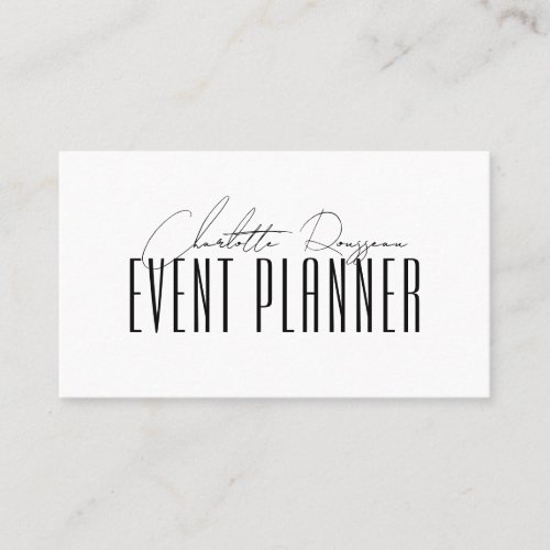 Event Planner Modern Typography Script Business Card