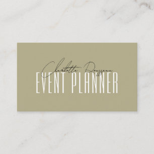 Event Planner Modern Typography Script Sage Green Business Card