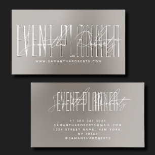 Event planner modern typography script taupe raised spot UV business card
