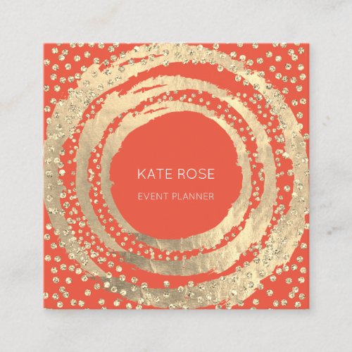 Event Planner Music Media Fashion Blogger Gold Square Business Card