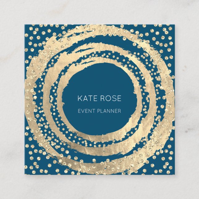 Event Planner Music Media Fashion Blogger Gold Square Business Card (Front)