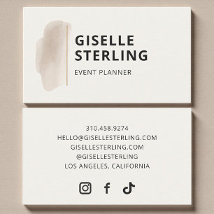 Event Planner Neutral Beige Watercolor Business Card