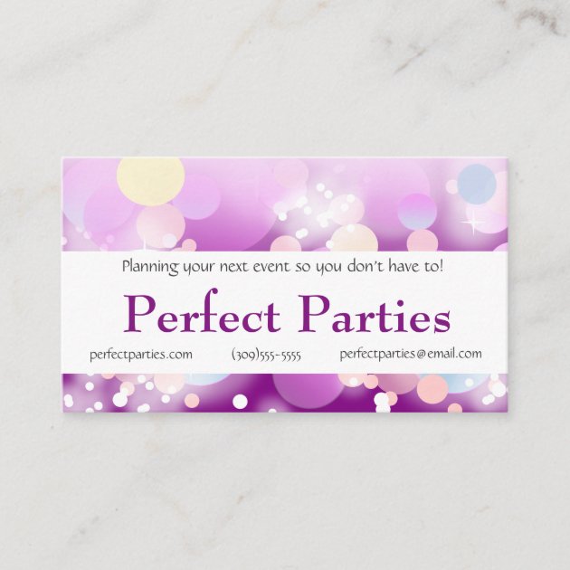 club party planner business cards