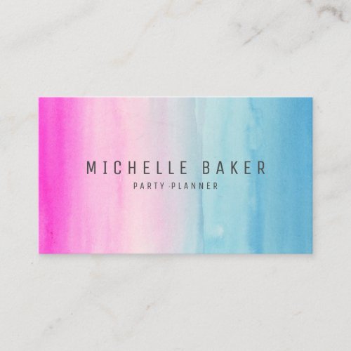 Event Planner Pink Blue Watercolor Ombre Business Card
