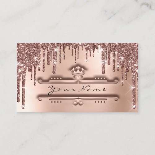 Event Planner Rose Crown Glitter Drips VIP Royal Business Card