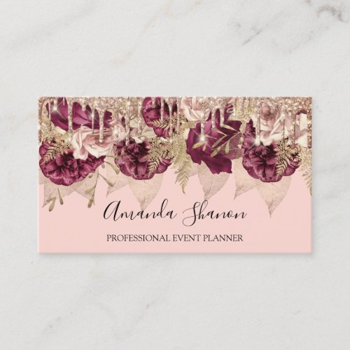 Event Planner Roses Flowers Drips QRCODE Logo Business Card