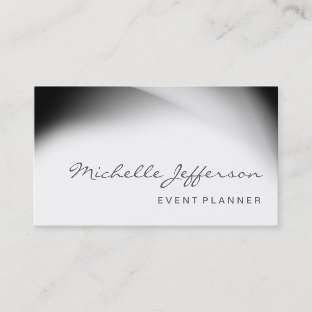 Event Planner Script Gray Pattern Business Card (Front)