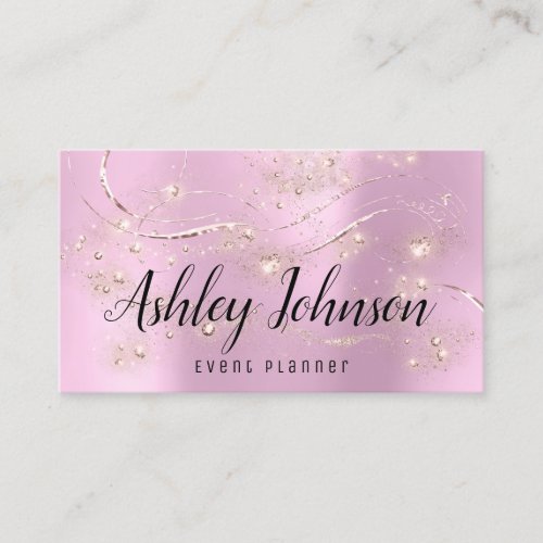 Event Planner Wedding Bridal Pink Rose Gold  Makeu Business Card