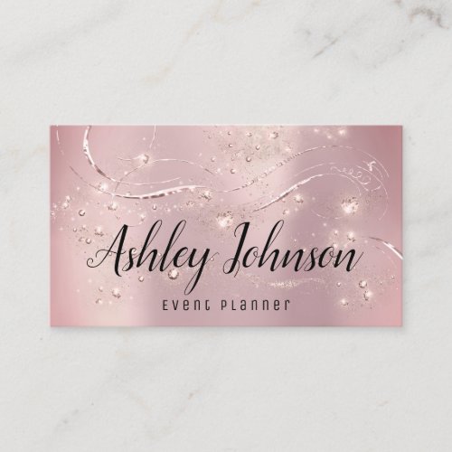 Event Planner Wedding Bridal Pink Rose Gold VIP Business Card