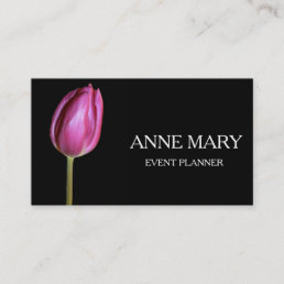 Event Planner Wedding Coordinator Pink Tulip Black Business Card