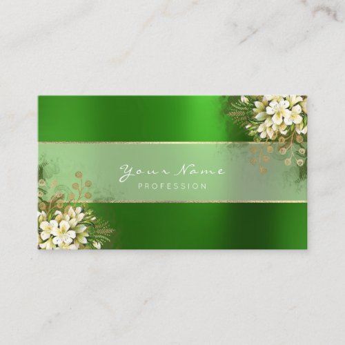 Event Planner White Emerald Green Greenery Gold Business Card