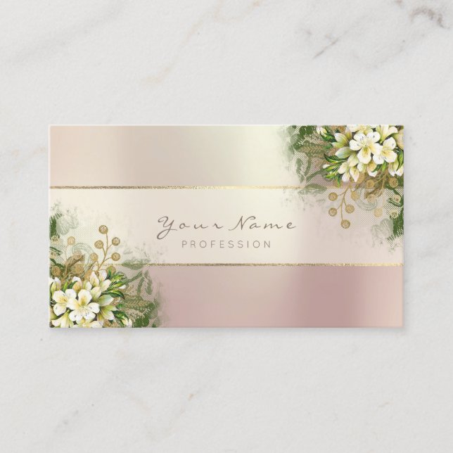 Event Planner White Emerald Green Rose Pink Gold Business Card (Front)