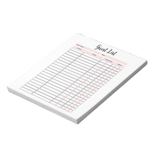 Event Plannig Guest List Notepad