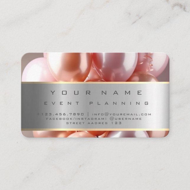 Event Planning Beautiful Balloons Colorful Business Card (Front)