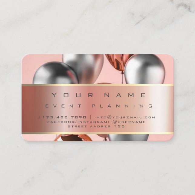 Event Planning Beautiful Balloons Colorful Business Card (Front)