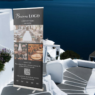 Event Planning Business 3 Photo Social Media Black Retractable Banner