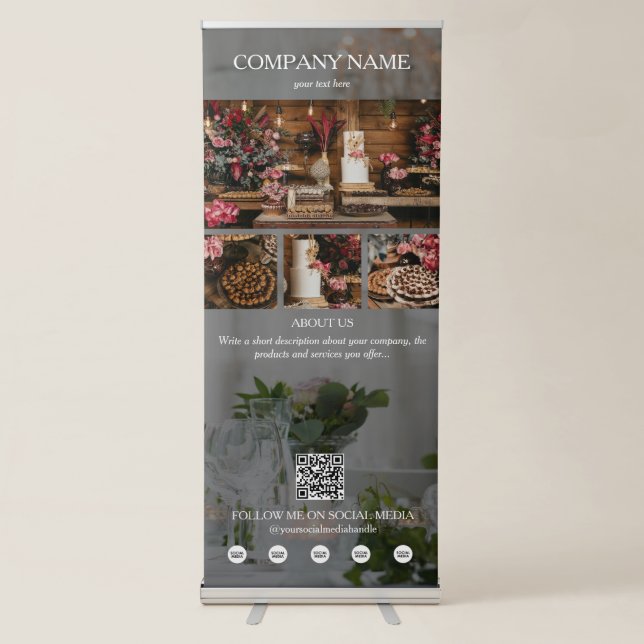 Event Planning Business 5 Photos Social Media Retractable Banner (Front)