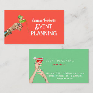 Event Planning Colorful Coctail Business Card