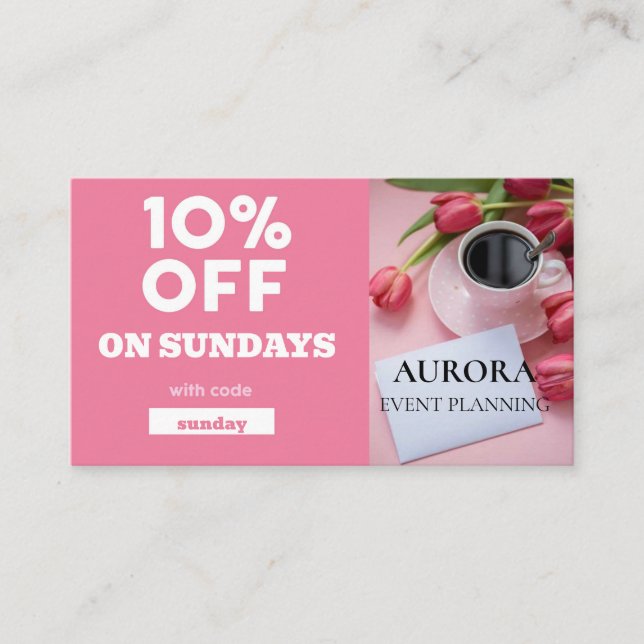 Event Planning Discount Sale Business Card (Front)