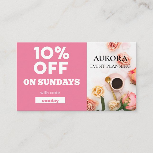 Event Planning Discount Sale Business Card (Front)