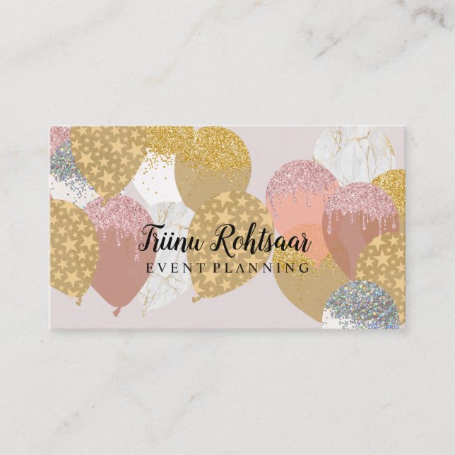 Event Planning Glitter Sparkling Rose Business Car Card (Front)