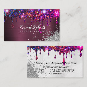 Event Planning Glitter Sparkling Rose Business Card