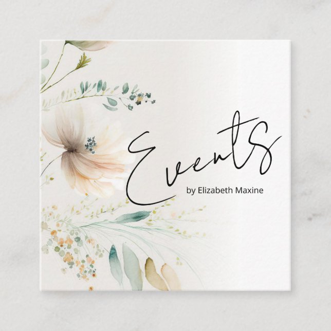 Event Planning Modern Boho Square Business Card (Front)