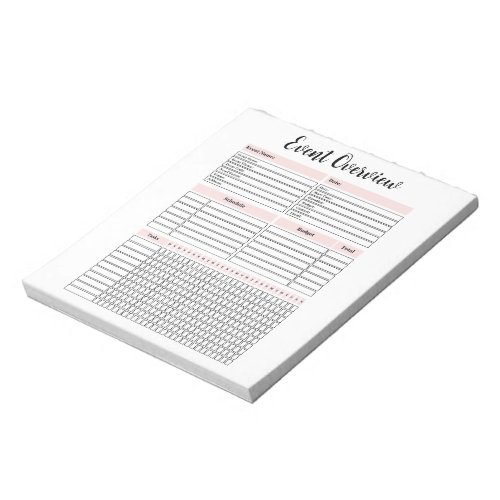 Event Planning Overview Notepad
