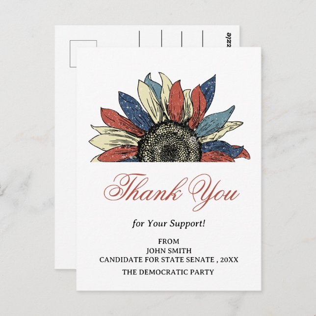 Event Political Campaign Contributors Thank You Postcard (Front/Back)