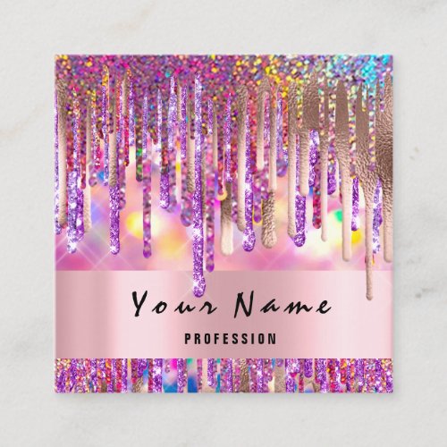 Event Production Wedding Planner Holograph Drips Square Business Card