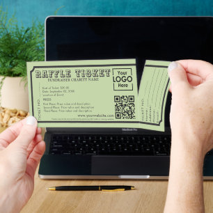 Event Raffle Fundraiser Charity Green Retro Tickets
