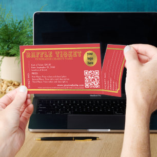 Event Raffle Fundraiser Charity Red Gold Retro Tickets