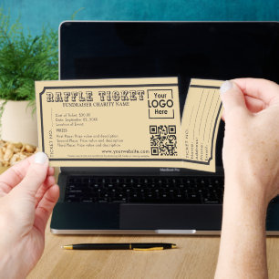 Event Raffle Fundraiser Charity Yellow Retro Tickets