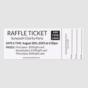 Event Raffle Ticket LOGO School, Charity, Business