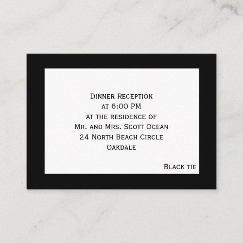 Event Reception Black Tie Enclosure Card