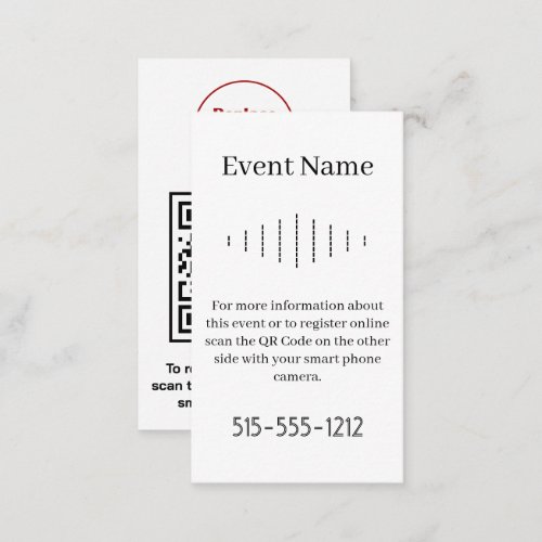 Event Registration Enclosure Card QR Code Logo