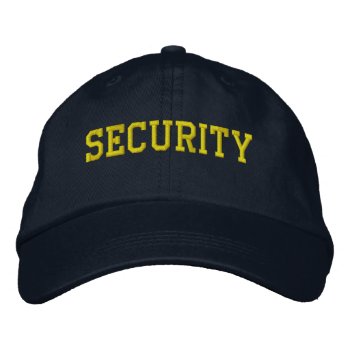 Event Security Golden Yellow On Black Embroidered Baseball Hat by FalconsEye at Zazzle