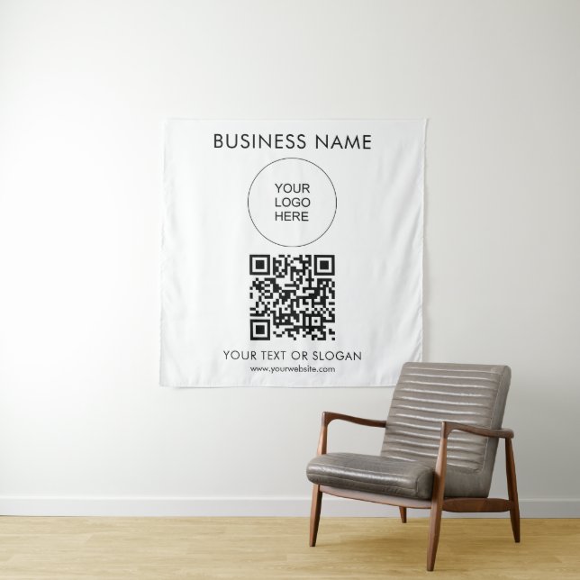 Event Seminar Party Logo Text QR Code Template Tapestry (In Situ)